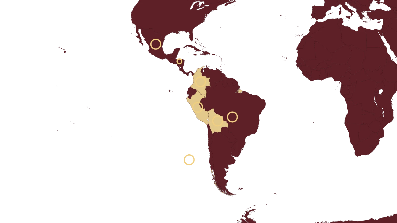 Map highlighting Brazil, Mexico, Peru, Honduras, Bolivia, Chile, and Colombia